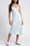 Bp. Satin Midi Slipdress In Blue Omphalodes