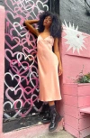 Bp. Satin Midi Slipdress In Ivory