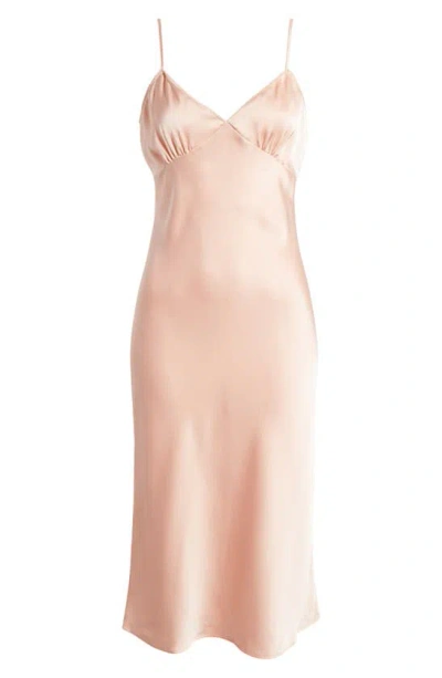 Bp. Satin Midi Slipdress In Pink Rosecloud