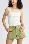 Bp. Scallop Trim Stretch Cotton Camisole In Ivory Spring Bloom