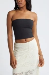 Bp. Scallop Trim Tube Top In Black Jet