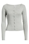 Bp. Scoop Neck Pointelle Cardigan In Gray