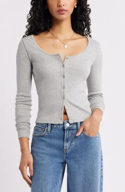 Bp. Scoop Neck Pointelle Cardigan In Gray
