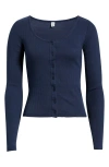 Bp. Scoop Neck Pointelle Cardigan In Blue