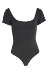 Bp. Scoop Neck Short Sleeve Thong Bodysuit In Black Night