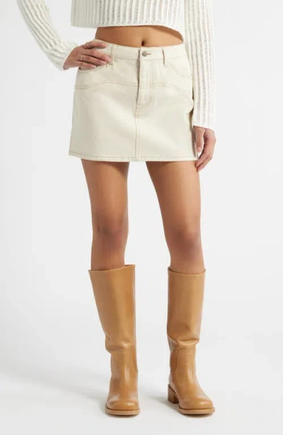 Bp. Seamed Denim Miniskirt In Ecru Glitter Coating