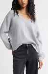 Bp. Seamed Oversize V-neck Rib Sweater In Gray