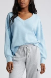 Bp. Seamed Oversize V-neck Rib Sweater In Blue Falls