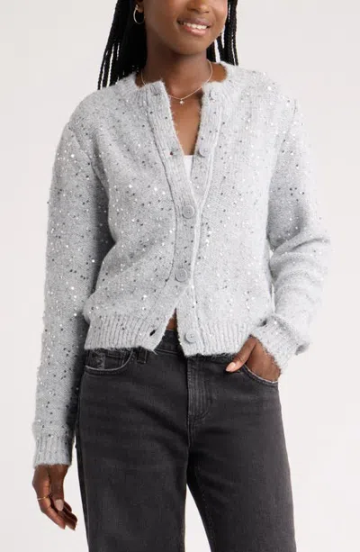 Bp. Sequin Bouclé Cardigan In Gray