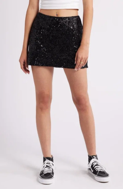 Bp. Sequin Miniskirt In Black Sequins