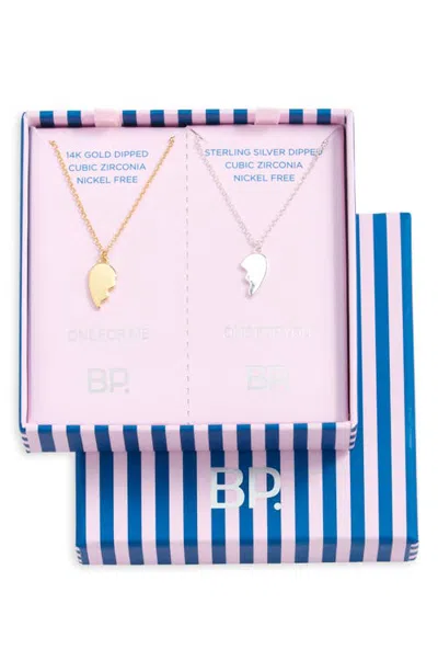 Bp. Set Of 2 Friendship Half-heart Pendants In Gold
