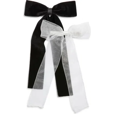 Bp. Set Of 2 Velvet & Organza Hair Bow Barrettes In Multi