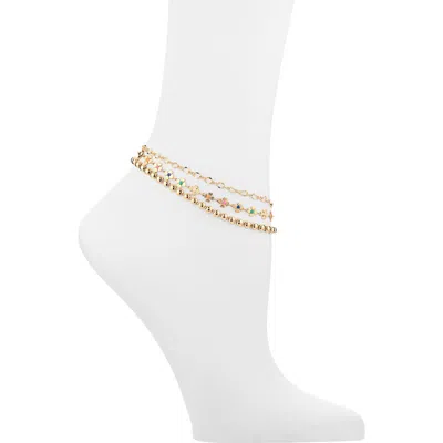Bp. Set Of 3 Assorted Chain Anklets In Gold