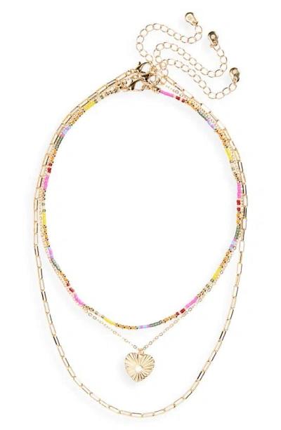 Bp. Set Of 3 Assorted Layered Necklaces In Gold Multi