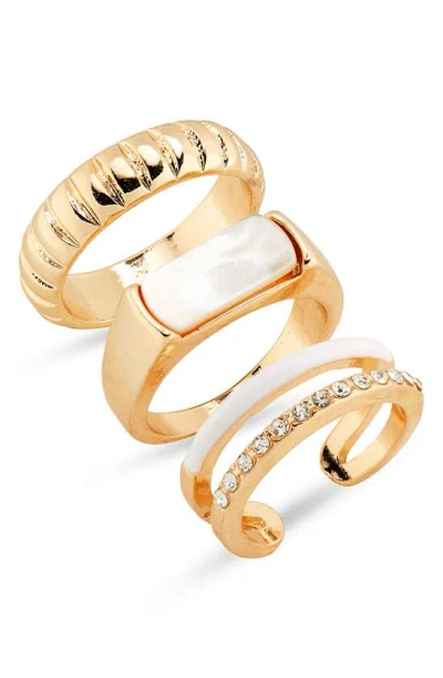 Bp. Set Of 3 Assorted Rings In Goldhite