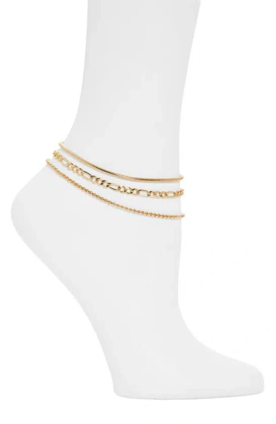 Bp. Set Of 3 Chain Anklets In Gold