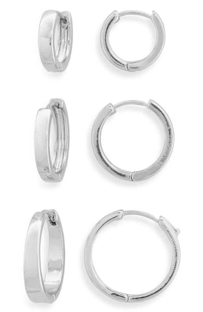 Bp. Set Of 3 Hoop Earrings In Sterling Silver Dipped