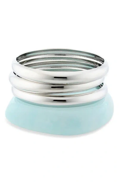 Bp. Set Of 3 Metal & Resin Bangle Bracelets In Metallic