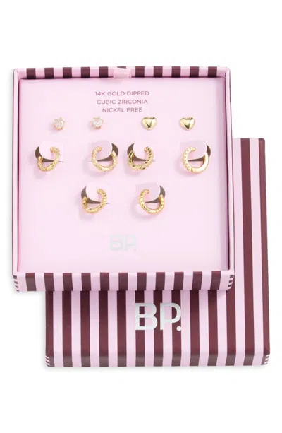 Bp. Set Of 5 14k Gold Dipped Cubic Zirconia Earrings