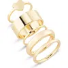 Bp. Set Of 5 Assorted Smooth Heart Rings In Gold