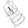 Bp. Set Of 5 Assorted Smooth Heart Rings In Rhodium
