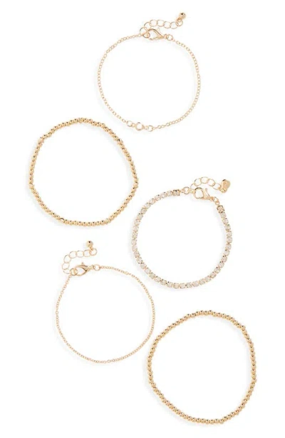 Bp. Set Of 5 Chain & Stretch Bracelets In Gold