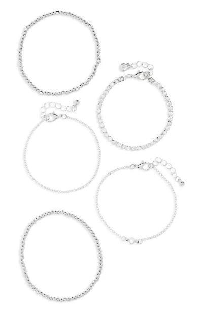 Bp. Set Of 5 Chain & Stretch Bracelets In Metallic
