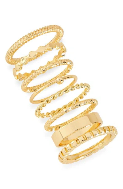 Bp. Set Of 8 Twisted Band Rings In Gold