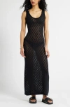 Bp. Sheer Pointelle Maxi Dress In Black
