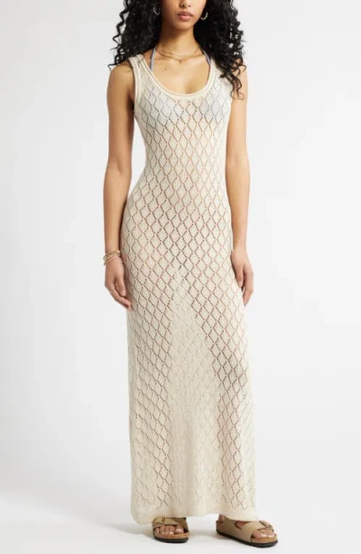 Bp. Sheer Pointelle Maxi Dress In Ivory