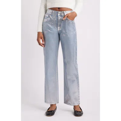 Bp. Shine High Waist Straight Leg Jeans In Foiled Light Wash