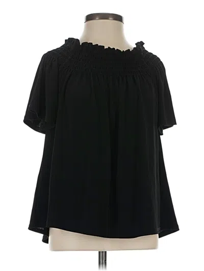 Pre-owned Bp. Short Sleeve Blouse In Black