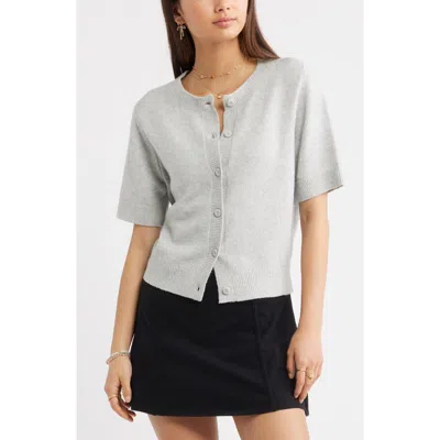Bp. Short Sleeve Cardigan In Gray