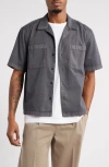 Bp. Short Sleeve Mechanic Shirt In Black Faded