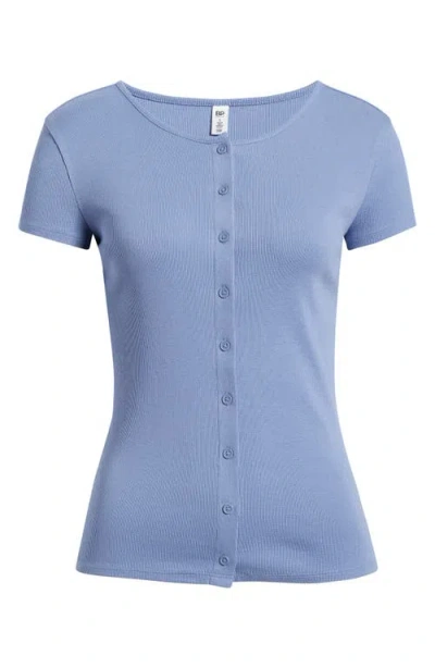 Bp. Short Sleeve Rib Knit Cardigan In Blue