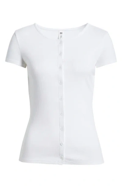 Bp. Short Sleeve Rib Knit Cardigan In White