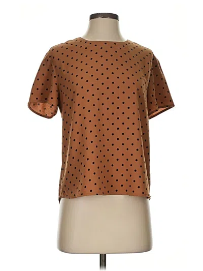 Pre-owned Bp. Short Sleeve Top Brown Polka Dots Pattern Crew Neck Tops