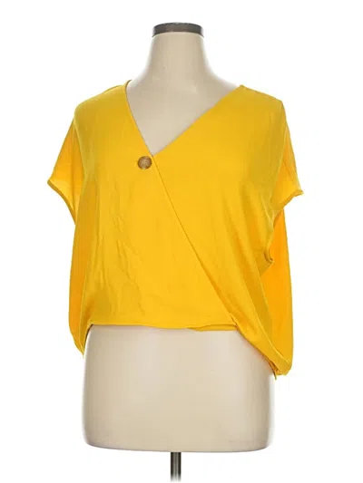 Pre-owned Bp. Short Sleeve Top Yellow V Neck Tops