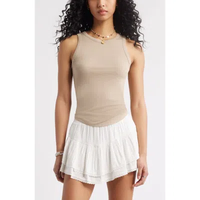 Bp. Slinky Rib Knit Tank In Tan Savannah