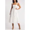Bp. Smocked Cotton Sundress In White Blanc