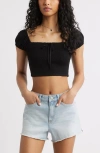 Bp. Smocked Crop Top In Black