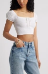 Bp. Smocked Crop Top In White