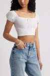 Bp. Smocked Crop Top In White