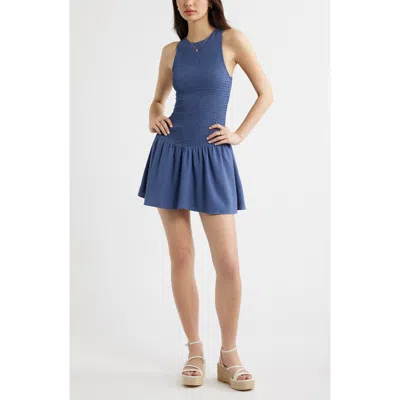 Bp. Smocked Drop Waist Minidress In Blue