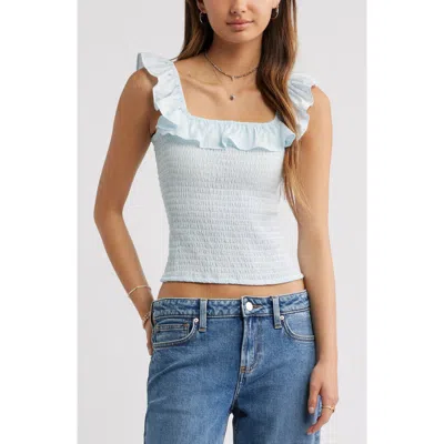 Bp. Smocked Ruffle Trim Tank In White