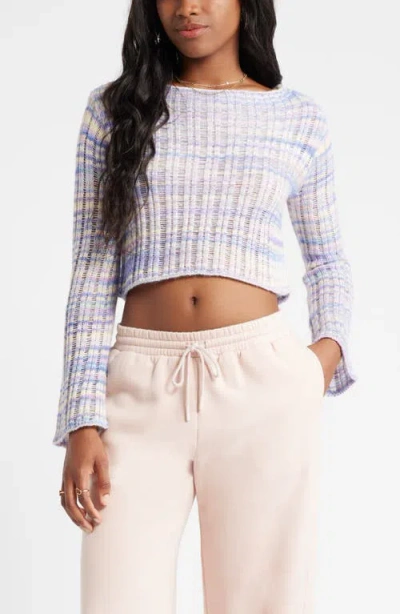 Bp. Space Dye Crop Sweater In Purple Spacedye