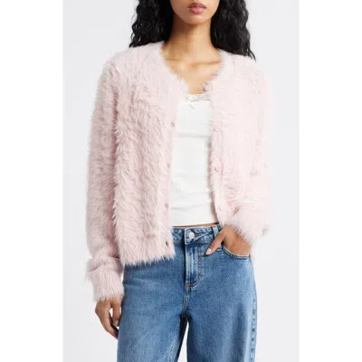 Bp. Sparkle Fuzzy Cardigan In Pink