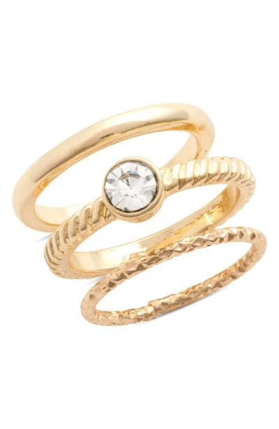 Bp. Sparkle Set Of 3 Rings In Clear- Gold