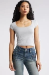 Bp. Square Neck Baby Tee In Grey Soft Heather