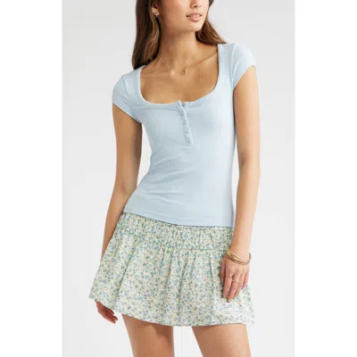 Bp. Square Neck Stretch Knit Henley T-shirt In Animal Print